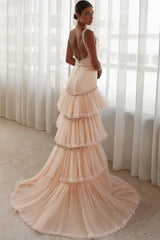 27Dress Mermaid Ruffled Square-neck Long Evening Dress with Rhinestones