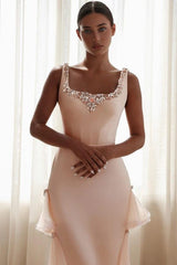 27Dress Mermaid Ruffled Square-neck Long Evening Dress with Rhinestones