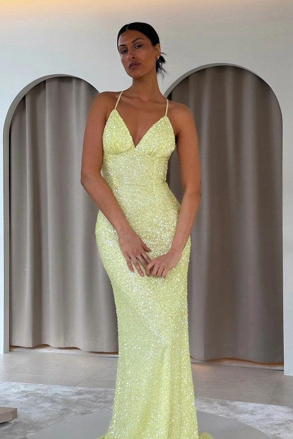 27Dress Mermaid V-neck Sequined Backless Prom Dress