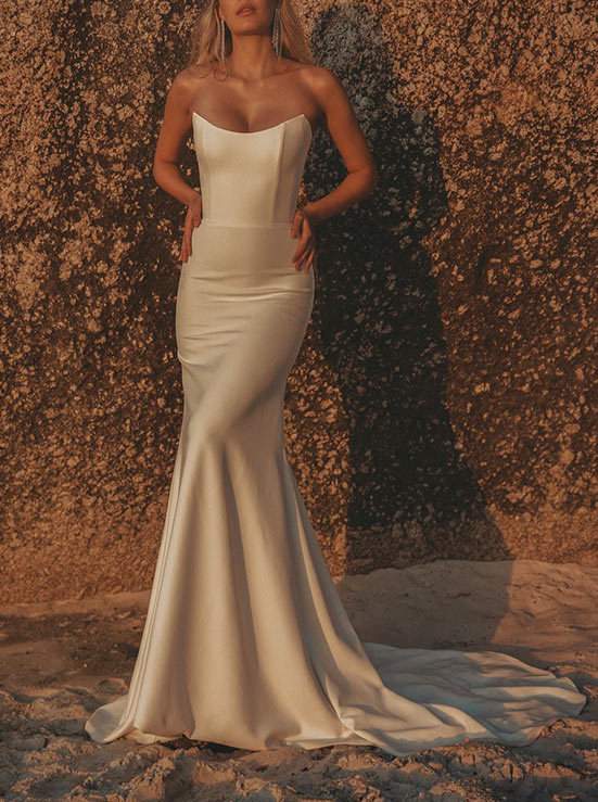 Off The Shoulder Mermaid Wedding Dress with Long Sleeves