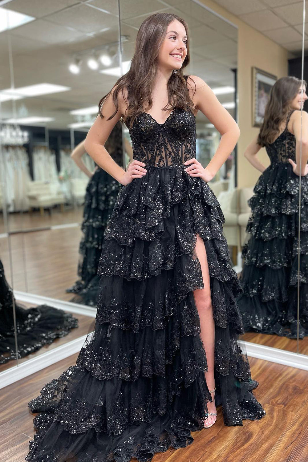 Princess A Line Off the Shoulder Ocean Blue Corset Prom Dress with Lace Ruffles