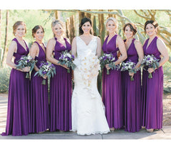 Purple A-Line Long Bridesmaid Dress with Ruching Group