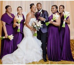 Purple A-Line Long Bridesmaid Dress with Ruching Group