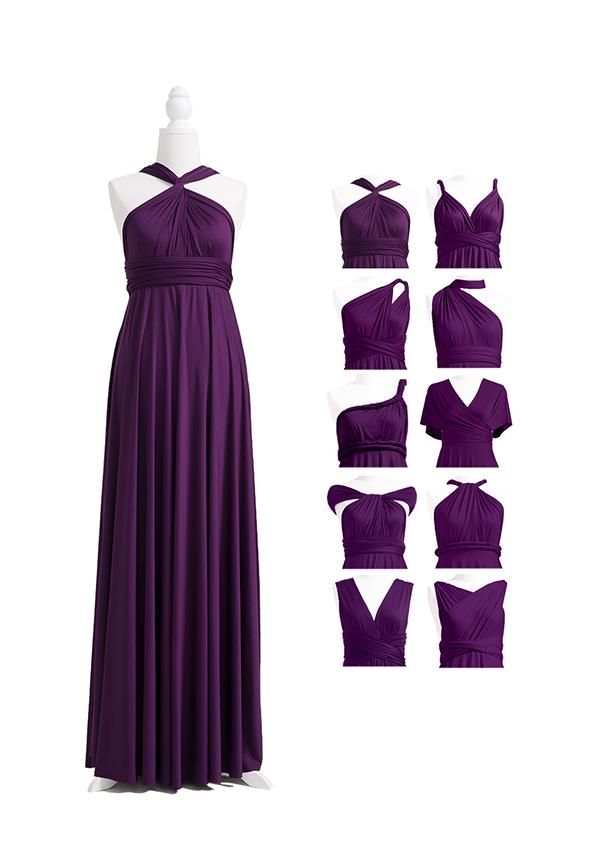 Purple Empire Long Bridesmaid Dress with Ruching