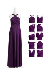 Purple Empire Long Bridesmaid Dress with Ruching