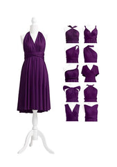 Purple Empire Long Bridesmaid Dress with Ruching