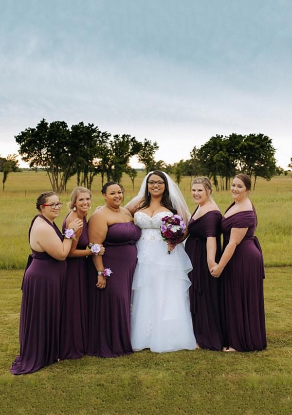 Purple Empire Long Bridesmaid Dress with Ruching Group