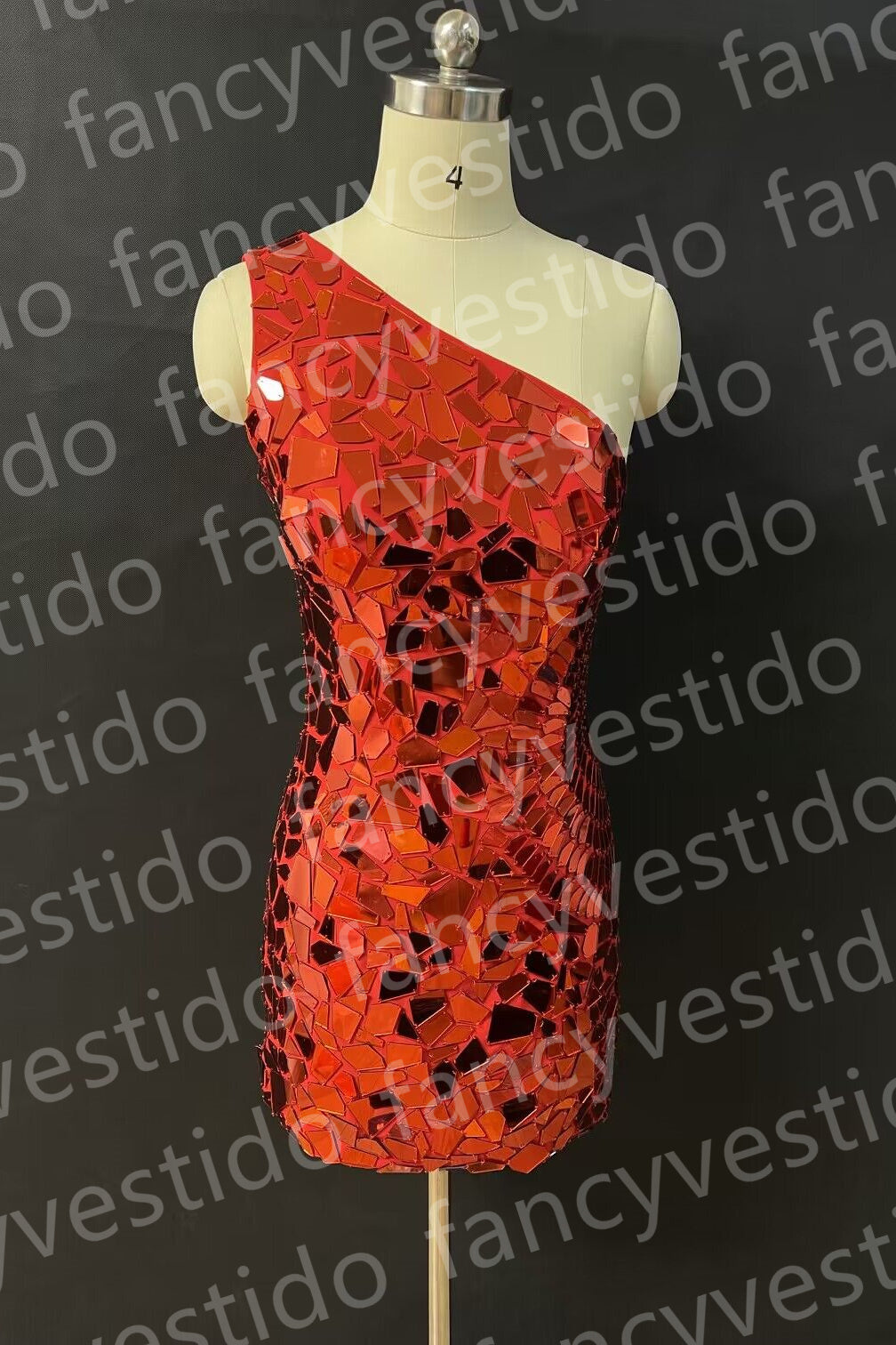 Red One Shoulder Sequin Bodycon Homecoming Dress