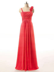 Red Sweetheart Chiffon A-Line Long Bridesmaid Dress