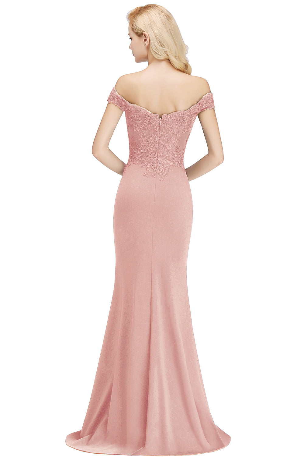 Long Off-the-shoulder Appliques Lace Mermaid Bridesmaid Dress