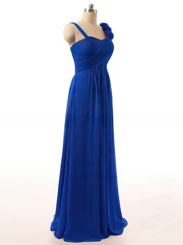Royal Blue Sweetheart Chiffon A-Line Long Bridesmaid Dress Side View