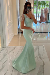 Sage Sweetheart Mermaid Long Prom Dress with Beading
