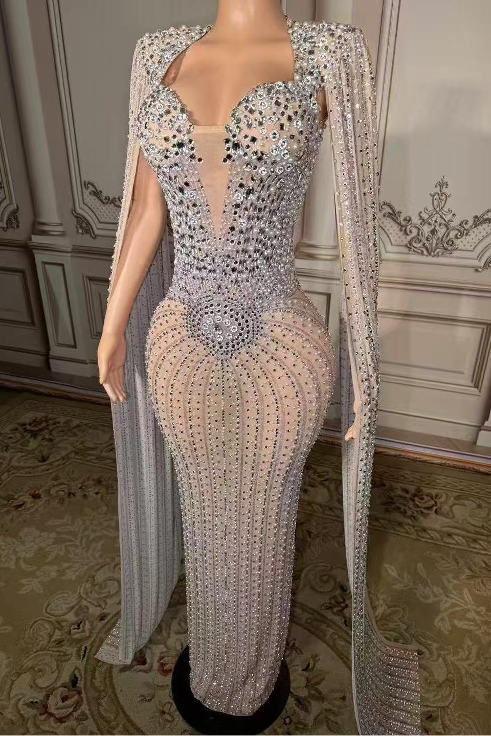 Silver Sweetheart Sheath Long Prom Dress with Rhinestones