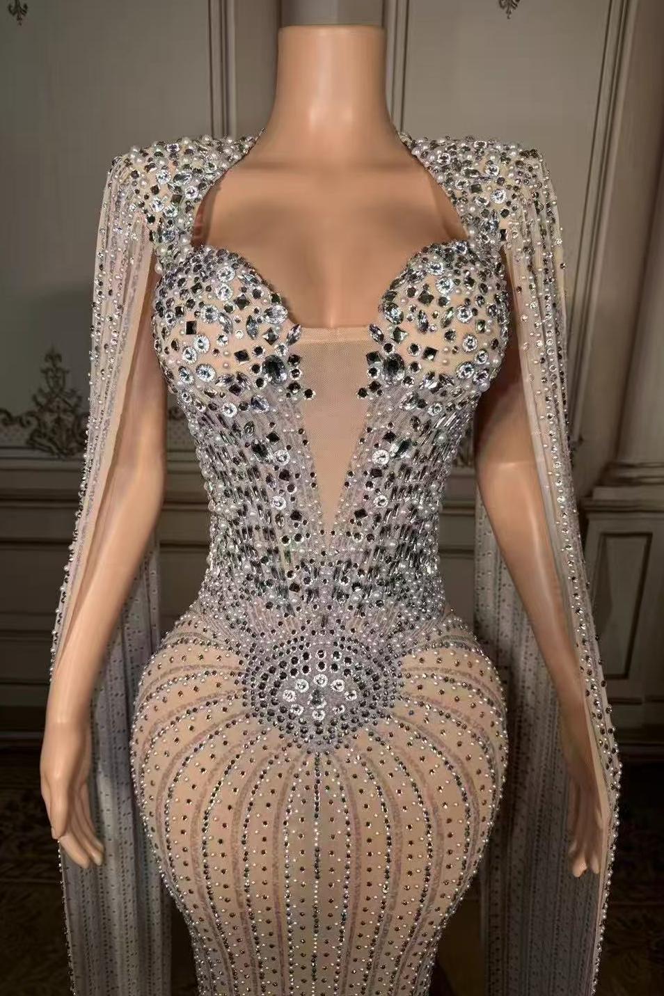 Silver Sweetheart Sheath Long Prom Dress with Rhinestones Bodice Detail