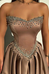 27Dress Sleeveless Sweetheart Strapless A Line Long Prom Dress with Rhinestones