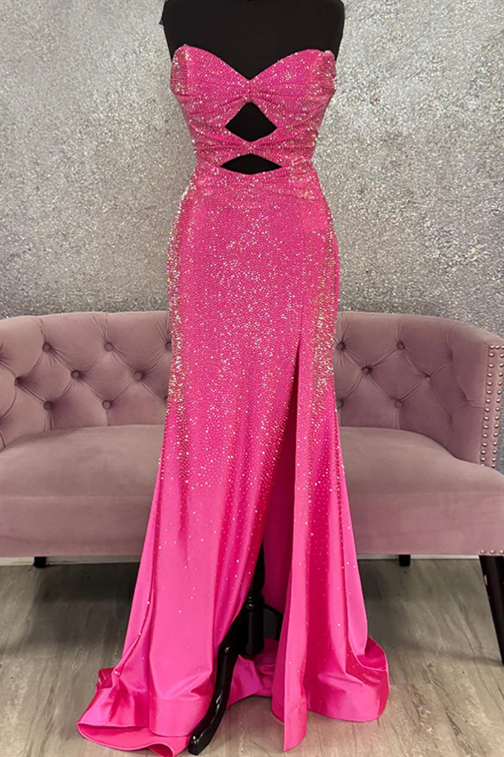 Sparkly Navy Sweetheart Mermaid Cut Out Long Prom Dress with Beading