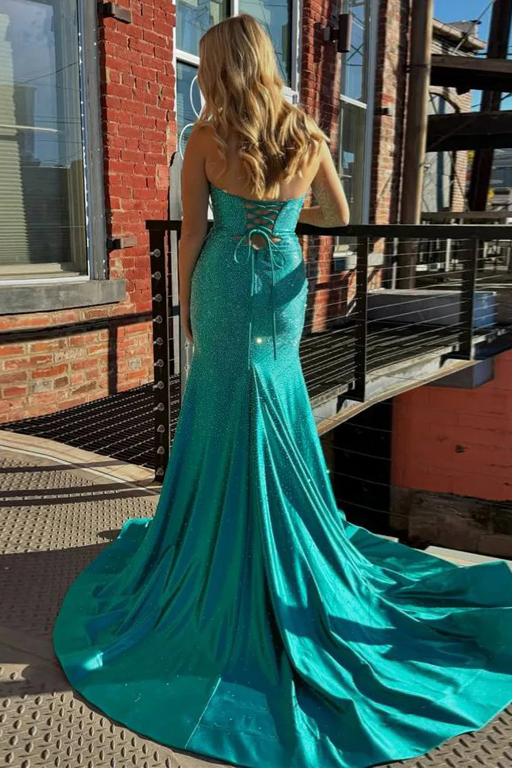 Sparkly Navy Sweetheart Mermaid Cut Out Long Prom Dress with Beading