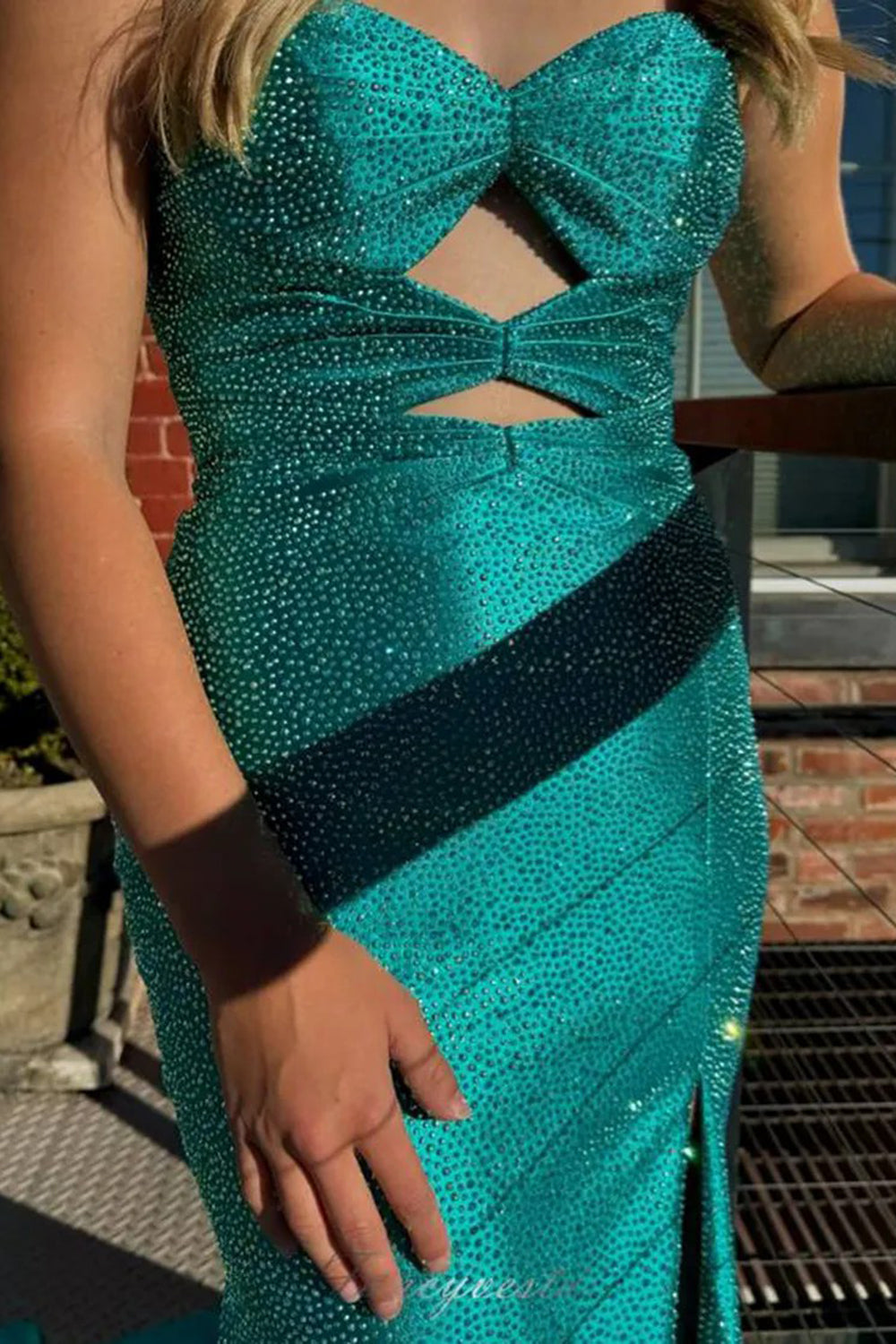 Sparkly Navy Sweetheart Mermaid Cut Out Long Prom Dress with Beading