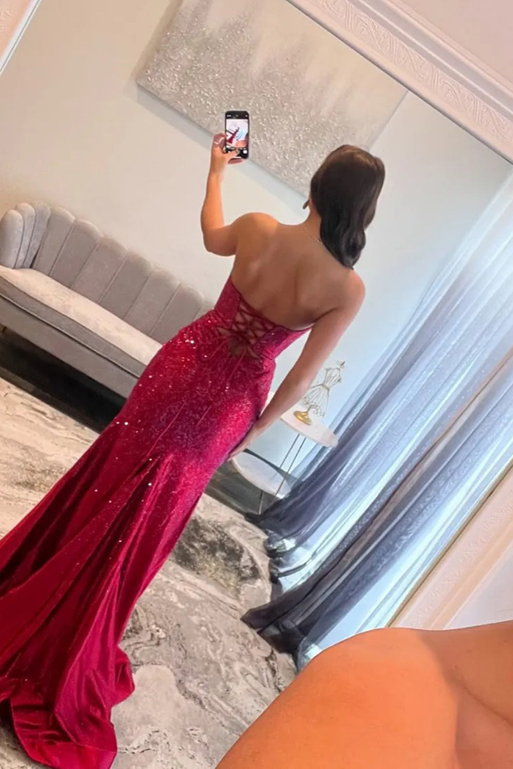 Sparkly Navy Sweetheart Mermaid Cut Out Long Prom Dress with Beading