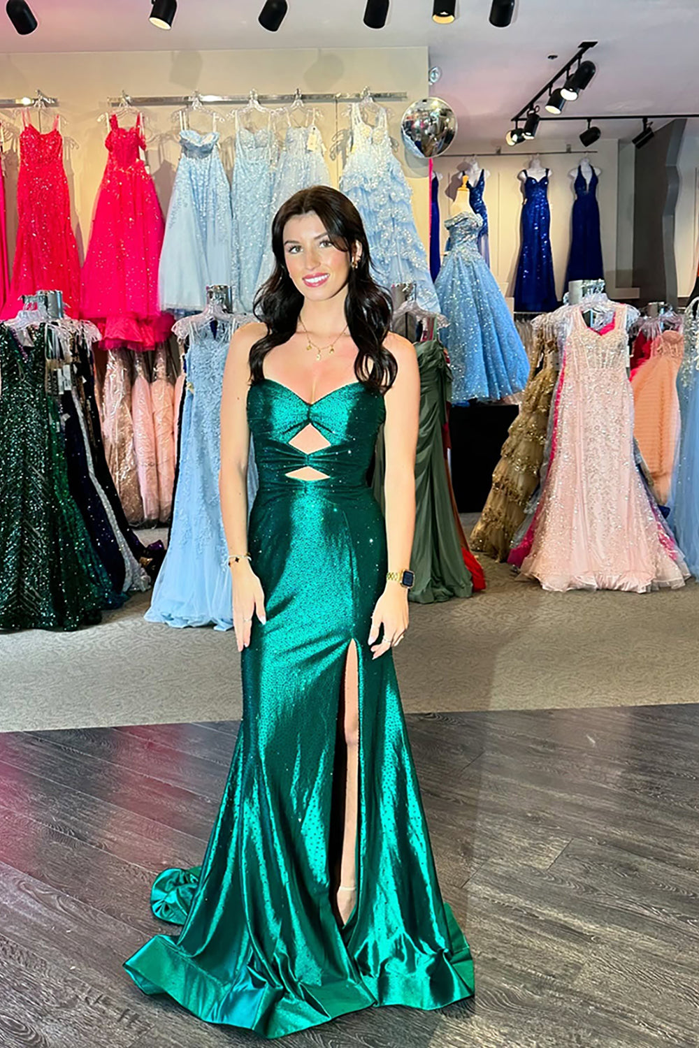 Sparkly Navy Sweetheart Mermaid Cut Out Long Prom Dress with Beading