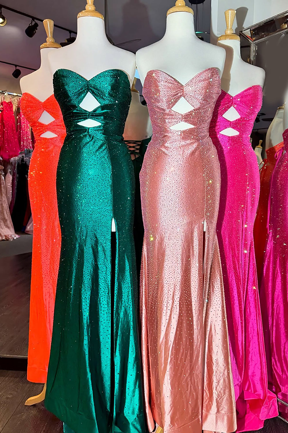 Sparkly Navy Sweetheart Mermaid Cut Out Long Prom Dress with Beading