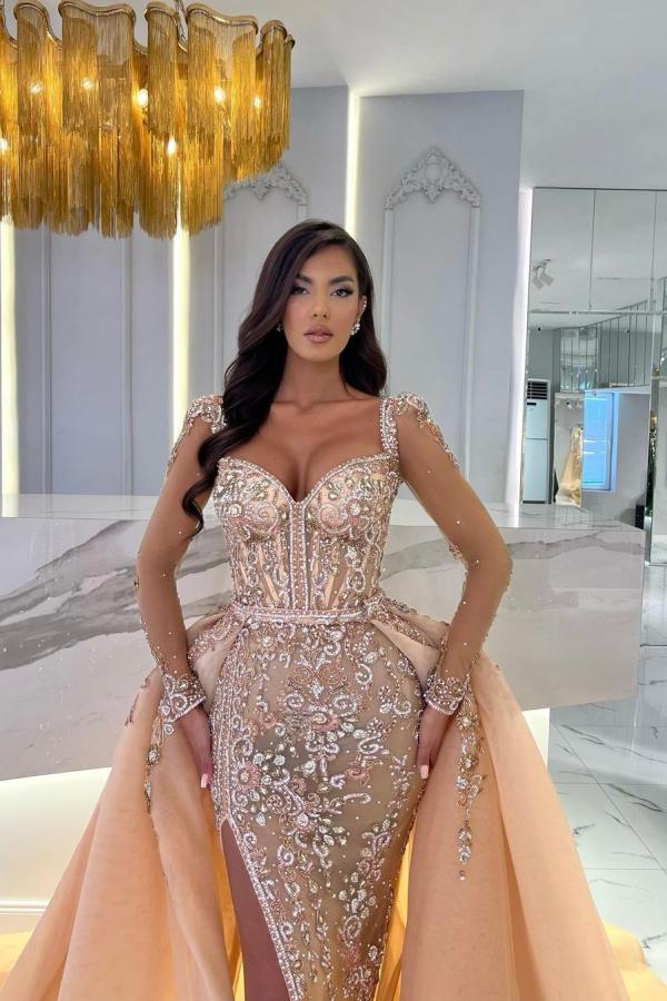 mermaid dress with detachable train Sweetheart Mermaid Prom Dress With Detachable Train,Blue Evening Dress Demodresses