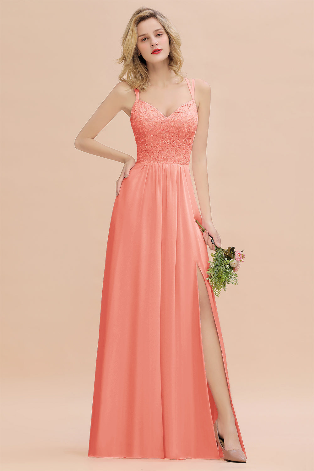 Sweetheart Chiffon A-Line Long Bridesmaid Dress with Slit