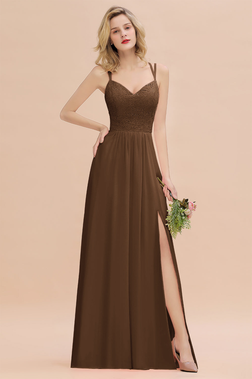 Sweetheart Chiffon A-Line Long Bridesmaid Dress with Slit