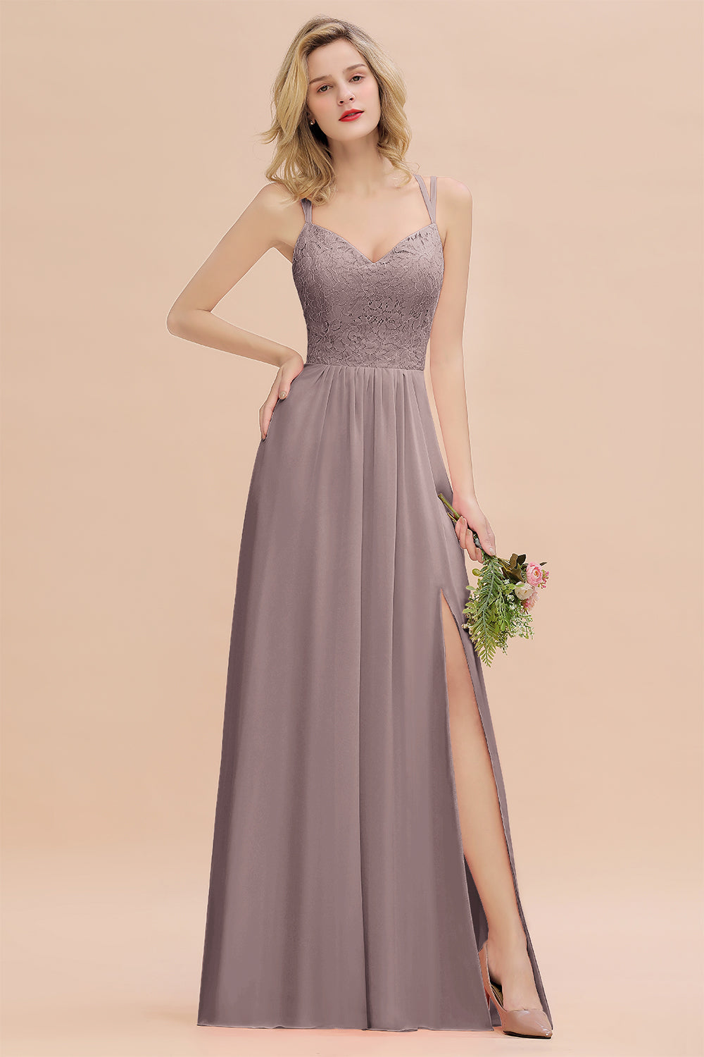 Sweetheart Chiffon A-Line Long Bridesmaid Dress with Slit