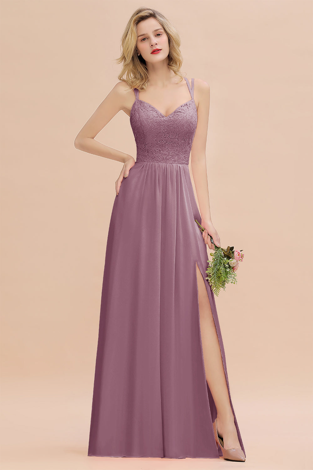 Sweetheart Chiffon A-Line Long Bridesmaid Dress with Slit