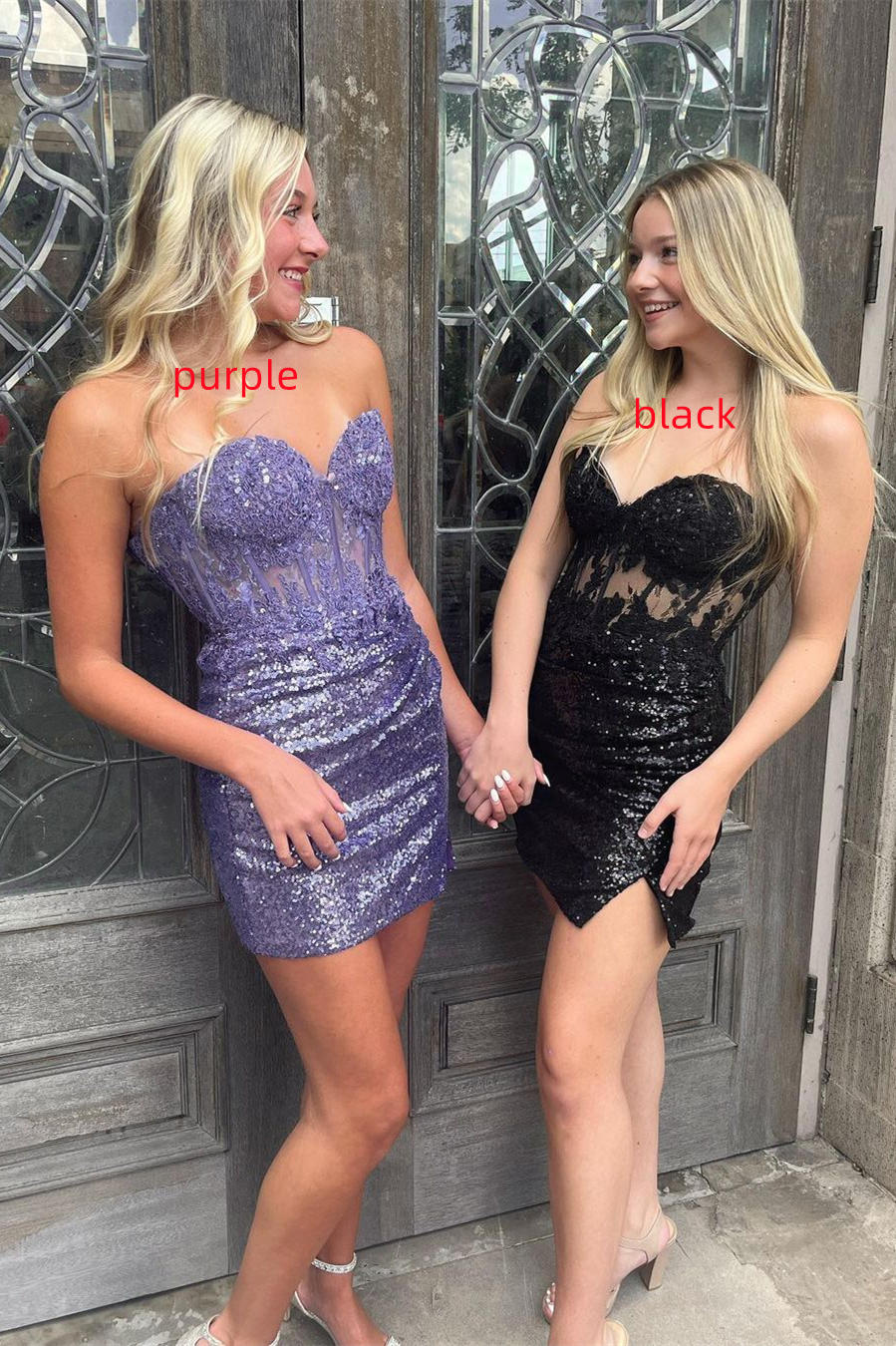 Sweetheart Sequin Bodycon Homecoming Dress with Slit Group