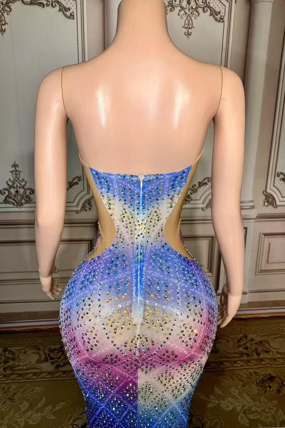 Sweetheart Sheath Long Prom Dress with Rhinestones Back Detail