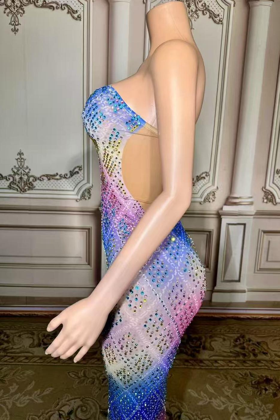 Sweetheart Sheath Long Prom Dress with Rhinestones Bodice Detail