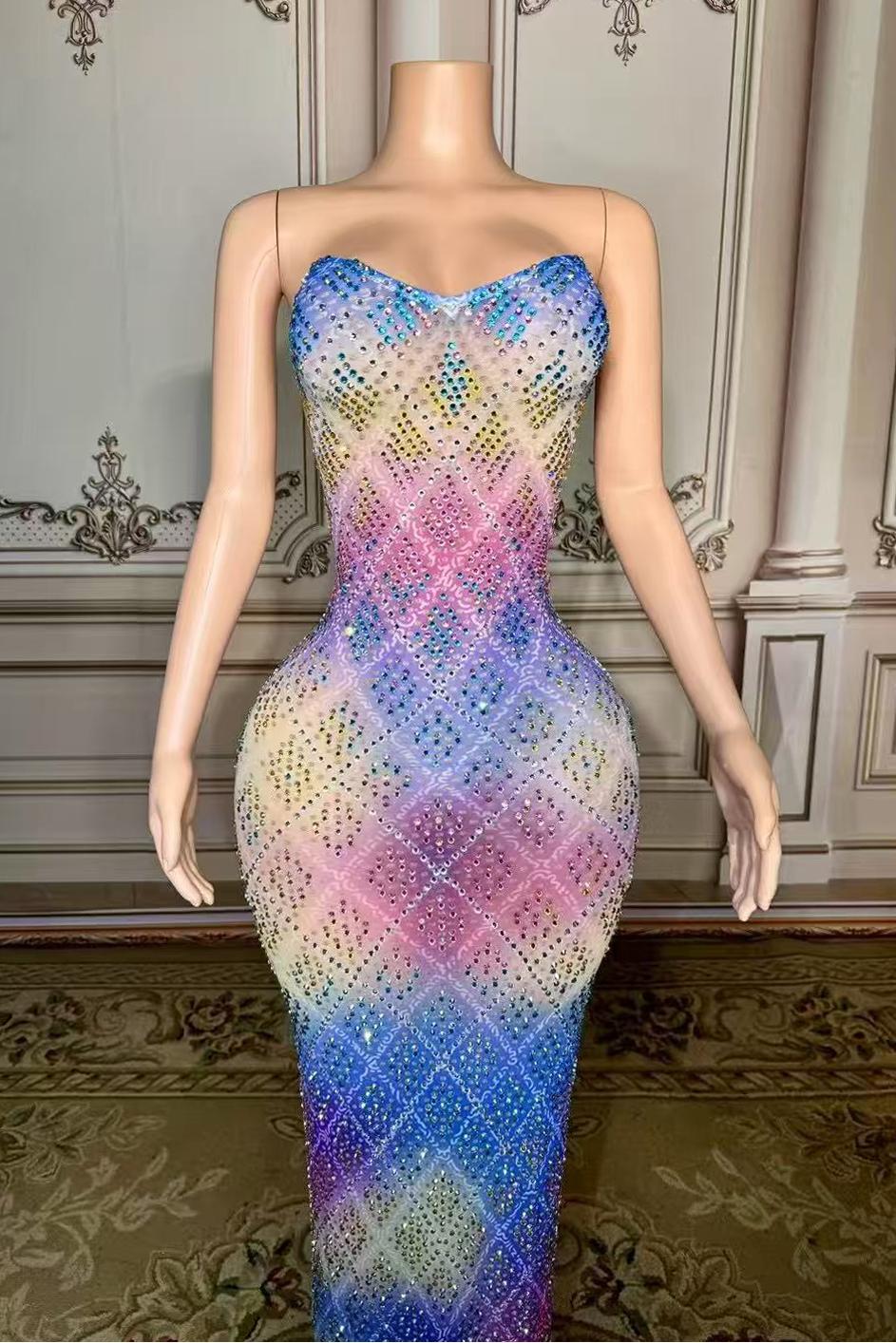 Sweetheart Sheath Long Prom Dress with Rhinestones Bodice Detail
