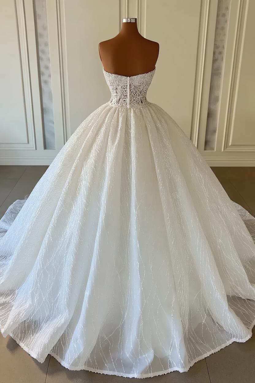 27DRESS Sweetheart Ball Gown Wedding Dress Lace With Pearls