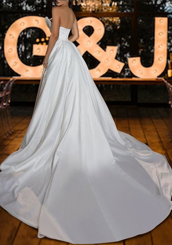 Gorgeous Mermaid Sweetheart Satin Beading Long Wedding Dresses