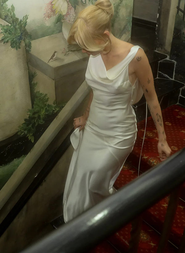 White Satin Sheath Wedding Dress