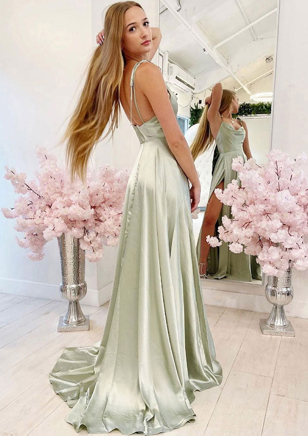 prom dress cowl neck Stacees 2026 Cowl Neck Silky Satin Prom Dress Orange Ships in 48hrs