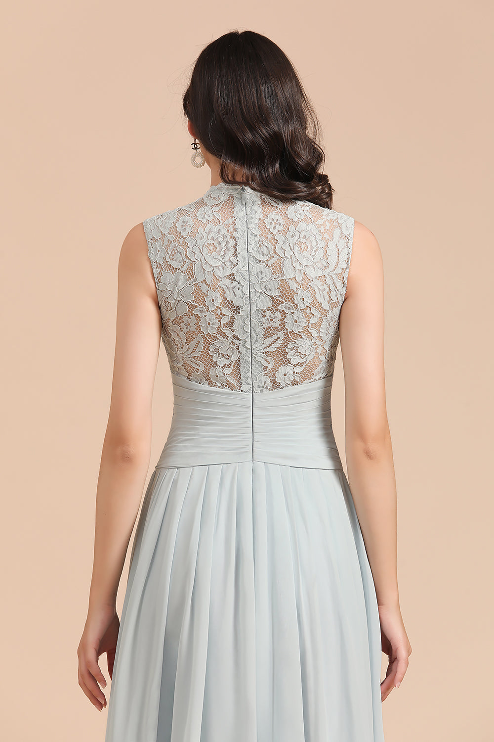 A-line High Neck Lace Chiffon Long Sleeveless Bridesmaid Dress 27dress A-line High Neck Lace Chiffon Long Sleeveless Bridesmaid Dress 27dress