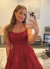 A-Line Prom Dress With Appliques Lace and Square Neckline-27dress