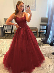 A-Line Prom Dress With Appliques Lace and Square Neckline-27dress