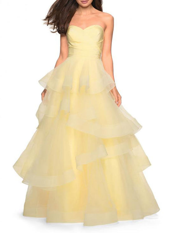 A-Line Sweetheart Floor-Length Tulle Prom Dress With Cascading Ruffles-27dress