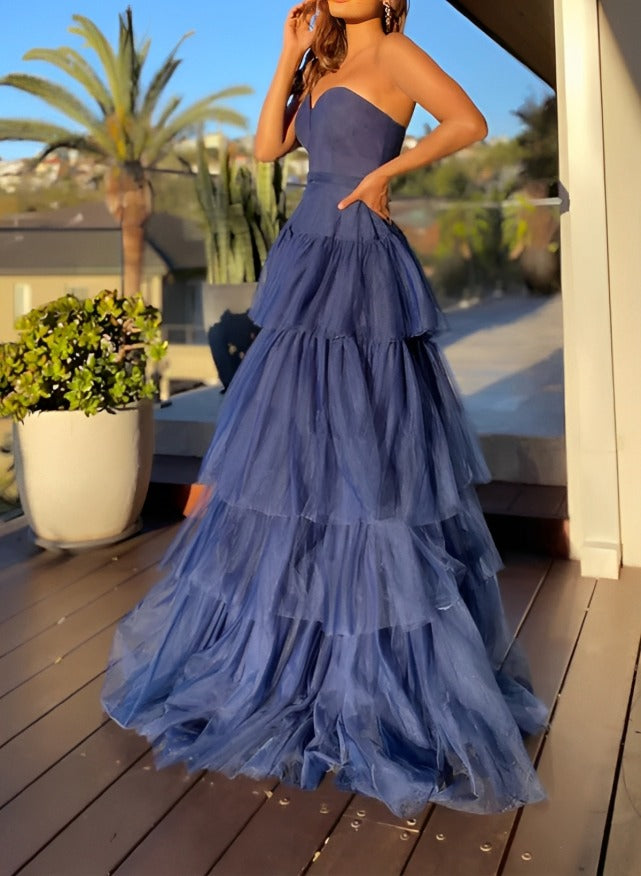 A-Line Sweetheart Chiffon Minimal Prom Dress With Sweep Train Orchid main image 1