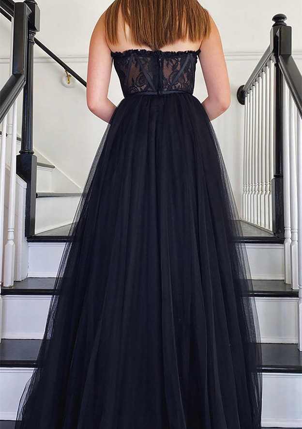Load image into Gallery viewer, A-Line Sweetheart Strapless Tulle Prom Dress With Appliqued Detail-27dress
