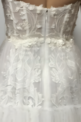 A-line Sweetheart Tea-length Wedding Dresses with Lace Appliques-27dress
