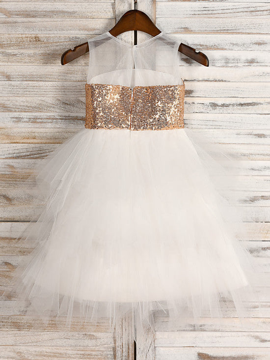 A-Line Tulle Sequined Jewel Neck Wedding First Communion Pageant Flower Girl Dresses-27dress