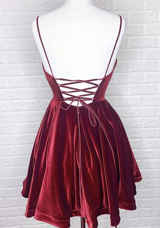 Load image into Gallery viewer, A-line V Neck Charmeuse Homecoming Dress-27dress
