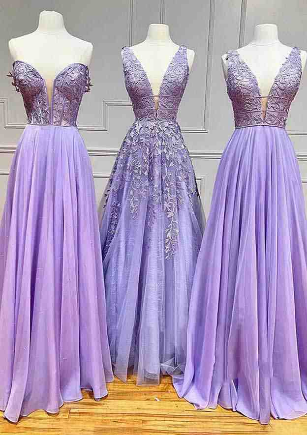 Load image into Gallery viewer, A-Line V Neck Sleeveless Lace Long Prom Dress with Beading-27dress
