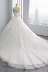 Affordable Ball Gown Jewel Tulle Lace Wedding Dress Ruffles Sleeveless Appliques Bridal Gowns Online-27dress