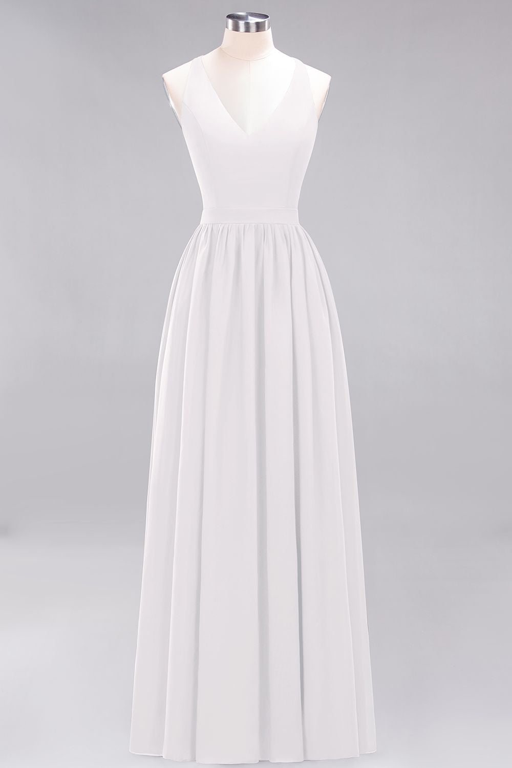 Load image into Gallery viewer, Affordable Chiffon V-Neck Sleeveless Lace Bridesmaid Dress Online-27dress
